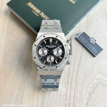 SUPER CLONE MÁQUINA ETA - AUDEMARS PIGUET ROYAL OAK 41MM PRATA PRETO-0