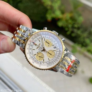 SUPER CLONE MÁQUINA ETA - BREITLING NAVITIMER 42MM PRATADOURADO-0