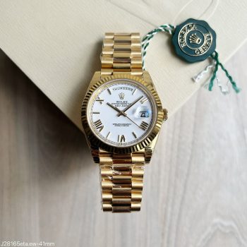 SUPER CLONE MÁQUINA ETA - ROLEX DAY-DATE II DOURADO BRANCO 40MM-0