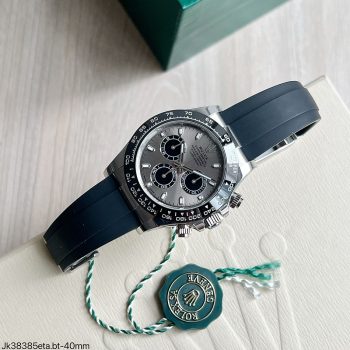 SUPER CLONE MÁQUINA ETA - ROLEX DAYTONA PRATA CINZA BORRACHA 40MM-0