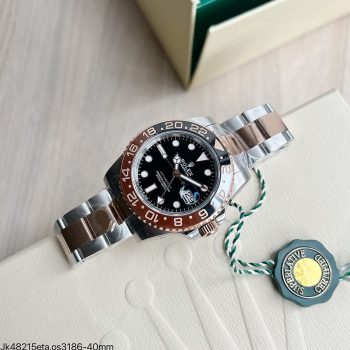 SUPER CLONE MÁQUINA ETA - ROLEX GMT MASTER II PRETO MARROM ROOT BEER40MM-0