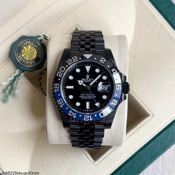 SUPER CLONE MÁQUINA ETA - ROLEX GMT MASTER II PRETO AZUL BLAKEN JUBILEE 40MM-0