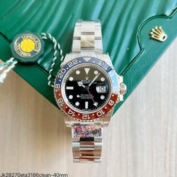 SUPER CLONE MÁQUINA ETA - ROLEX GMT MASTER II AZUL VERMELHO PEPSI 40MM-0