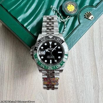 SUPER CLONE MÁQUINA ETA - ROLEX GMT MASTER II PRETO VERDE SPRITE JUBILEE 40MM-0