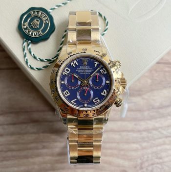 SUPER CLONE MÁQUINA ETA - ROLEX DAYTONA DOURADO AZUL 40MM-0