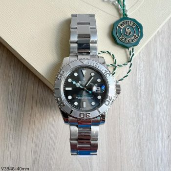 SUPER CLONE MÁQUINA ETA - ROLEX YACHT-MASTER RHODIUM CINZA 40MM-0