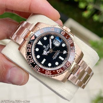 SUPER CLONE MÁQUINA ETA - ROLEX GMT MASTER II PRETO MARROM ROOT BEER 40MM-0