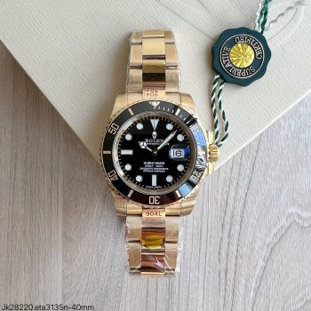SUPER CLONE MÁQUINA ETA - ROLEX SUBMARINER PRETO DOURADO 40MM-0