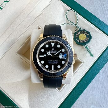 SUPER CLONE MÁQUINA ETA - ROLEX YACHT MASTER DOURADO OYSTERFLEX 42MM-0