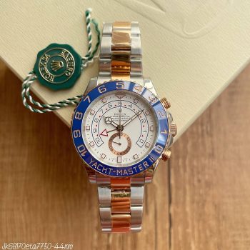 SUPER CLONE MÁQUINA ETA - ROLEX YACHT MASTER II PRATA ROSE 44MM -0