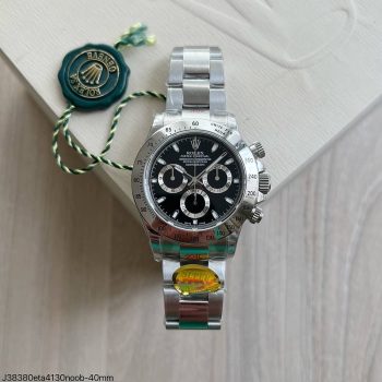 SUPER CLONE MÁQUINA ETA - ROLEX DAYTONA PRATA PRETO 40MM-0