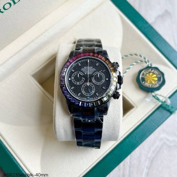 SUPER CLONE MÁQUINA ETA - ROLEX DAYTONA BLAKEN PRETO RAINBOW 40MM-0