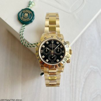 SUPER CLONE MÁQUINA ETA - ROLEX DAYTONA DOURADO COM BRILHANTE 40MM-0