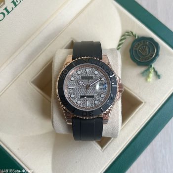 SUPER CLONE MÁQUINA ETA - ROLEX YACHT MASTER ROSE COM BRILHANTE OYSTERFLEX 40MM-0