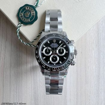 SUPER CLONE MÁQUINA ETA - ROLEX DAYTONA PRATA PRETO 40MM-0
