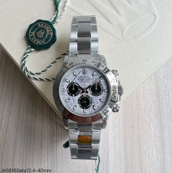 SUPER CLONE MÁQUINA ETA - ROLEX DAYTONA PRATA METEORITE 40MM-0