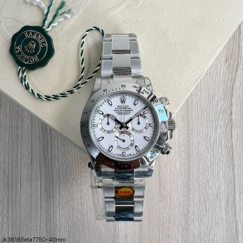 SUPER CLONE MÁQUINA ETA - ROLEX DAYTONA PRATA BRANCO 40MM-0