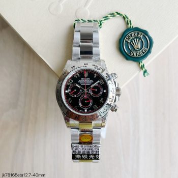 SUPER CLONE MÁQUINA ETA - ROLEX DAYTONA PRATA PRETO 40MM-0