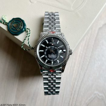 SUPER CLONE MÁQUINA ETA - ROLEX SKY-DWELLER JUBILEE PRETO 42MM -0
