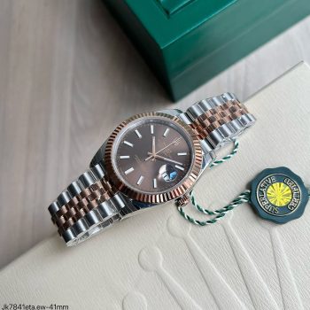 SUPER CLONE MÁQUINA ETA - ROLEX DATEJUST ROSE 41MM PRATA ROSE-0
