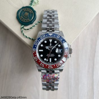 SUPER CLONE MÁQUINA ETA - ROLEX GMT MASTER II VERMELHO AZUL PEPSI JUBILEE 40MM-0