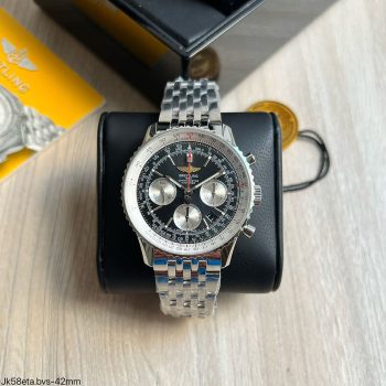 SUPER CLONE MÁQUINA ETA - BREITLING NAVITIMER 42MM PRATA PRETO-0