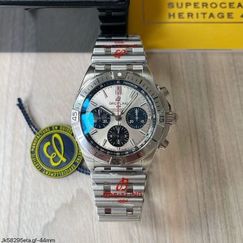 SUPER CLONE MÁQUINA ETA - BREITLING CHRONOMAT 44MM PRATA BRANCO-0