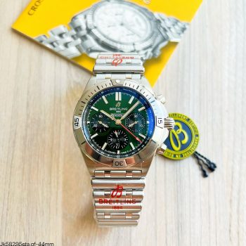 SUPER CLONE MÁQUINA ETA - BREITLING CHRONOMAT 44MM PRATA VERDE-0