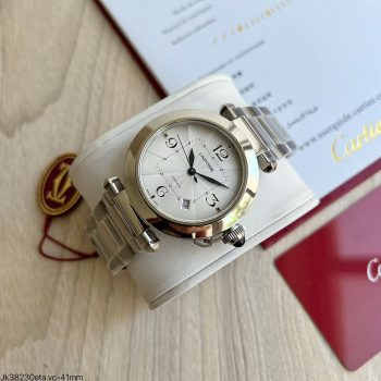 SUPER CLONE MÁQUINA ETA - CARTIER PASHA PRATA AZUL 41MM-0