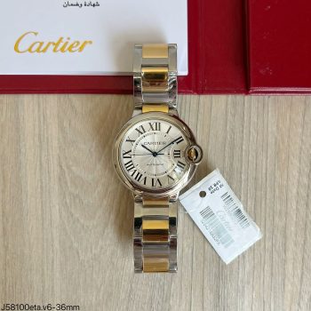 SUPER CLONE MÁQUINA ETA - CARTIER BALLON BLEU PRATA BRANCO 36MM-0