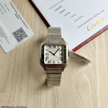 SUPER CLONE MÁQUINA ETA - CARTIER SANTOS PRATA BRANCO 35MM-0