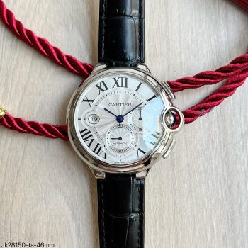 SUPER CLONE MÁQUINA ETA - CARTIER BALLON BLEU CHRONO COURO 46MM-0