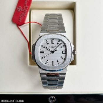 SUPER CLONE MÁQUINA ETA - PATEK PHILIPPE NAUTILUS 40MM PRATA BRANCO -0