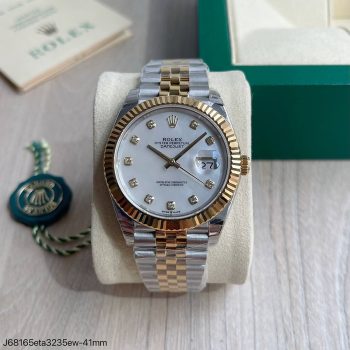 SUPER CLONE MÁQUINA ETA - ROLEX DATEJUST 41MM PRATA DOURADO BRILHANTES-0