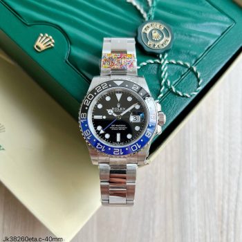 SUPER CLONE MÁQUINA ETA - ROLEX GMT MASTER II PRETO AZUL BATMAN 40MM-0